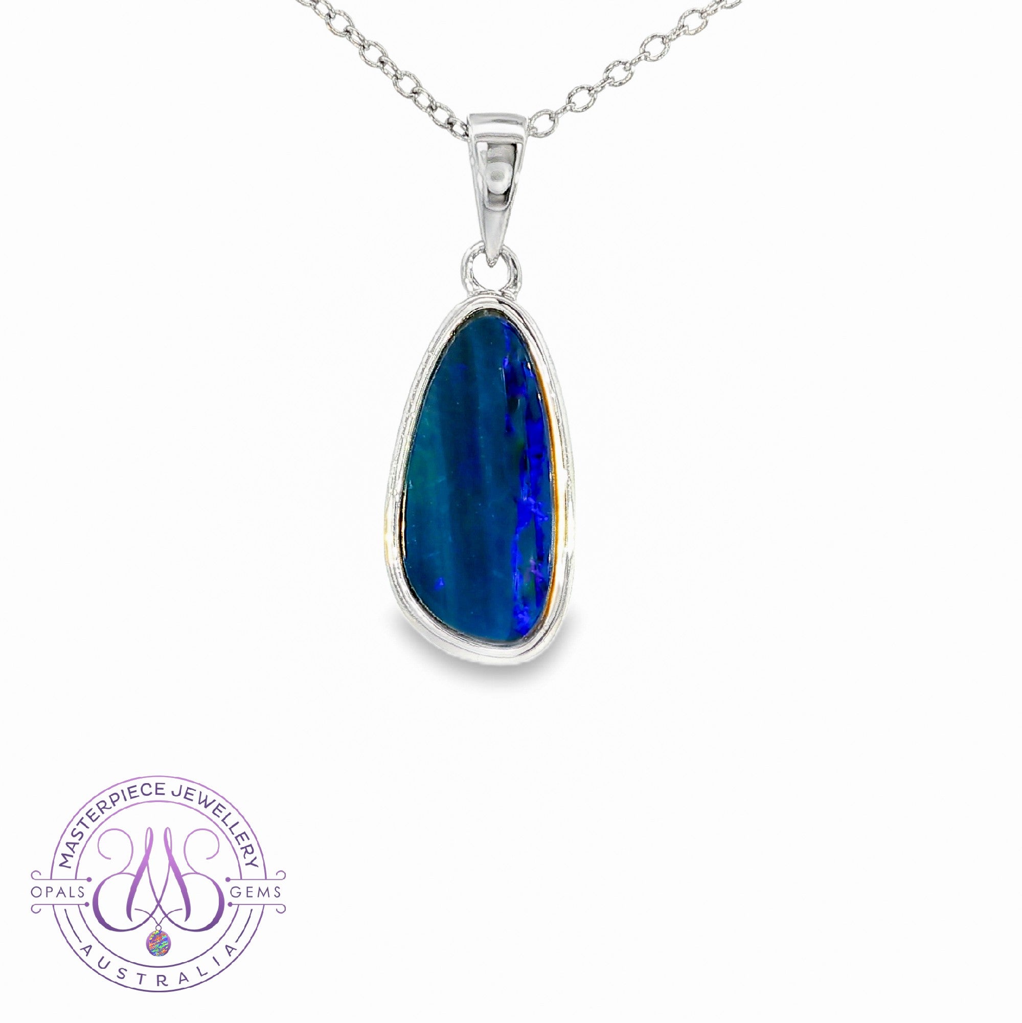 Sterling Silver Navy Blue Opal doublet pendant
