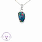 Sterling Silver Opal Red Blue doublet pendant