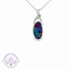 Sterling Silver Red Blue Green Opal doublet pendant