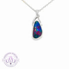 Sterling Silver Opal doublet Red Blue pendant
