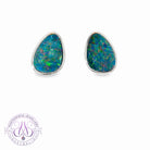 Sterling Silver Triangular Soft Blue Yellow Opal doublet studs