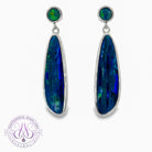Sterling Silver long Blue Green Opal dangling earrings