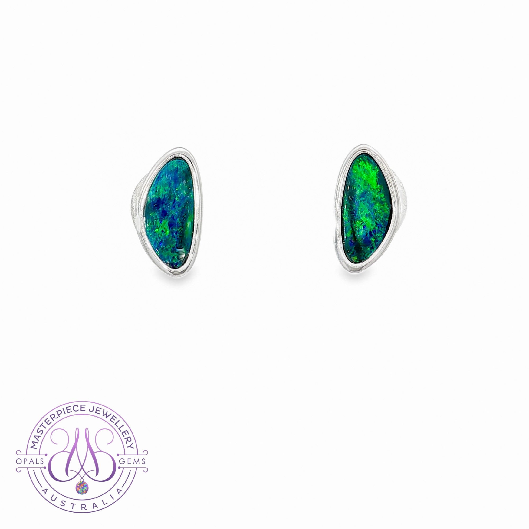 Sterling Silver Green Opal doublet studs