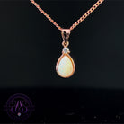 Rose Gold plated silver White Opal 8x5mm pearshape bezel set pendant