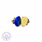 14kt Yellow Gold Crystal Opal and Blue Opal doublet ring
