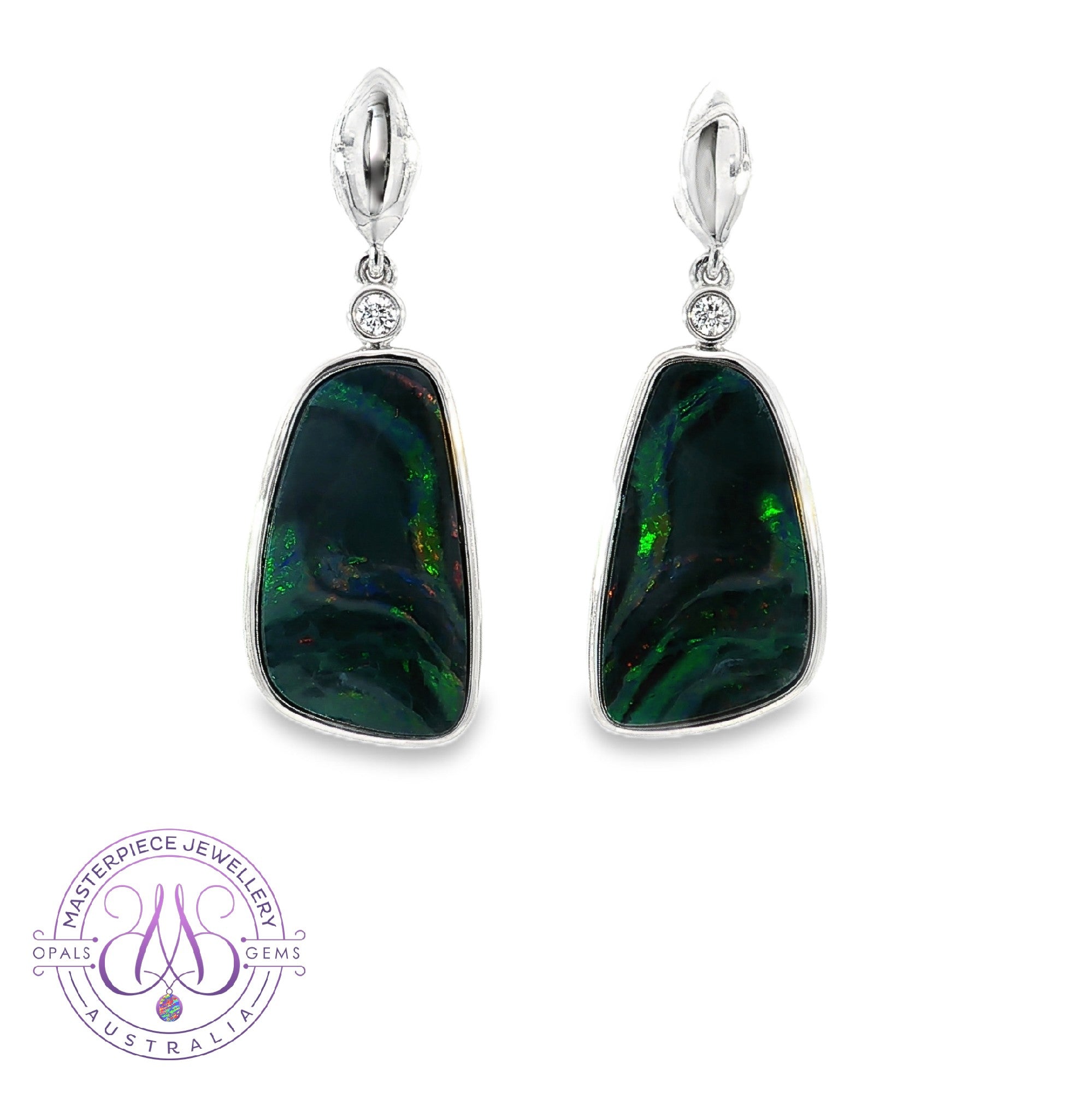 Sterling Silver Freeform 8.4ct Opal doublet dangling earrings