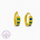 14kt Yellow Gold hoop inlay Opal earrings