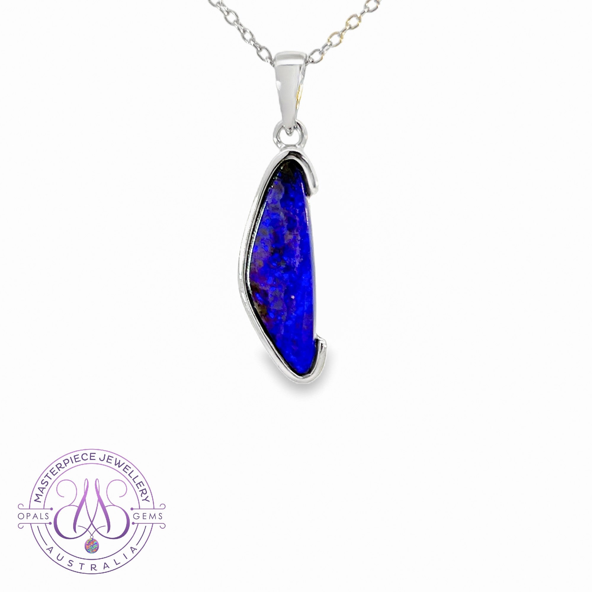 Sterling Silver boulder opal Blue pendant