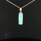Rose Gold plated rectangular Crystal Opal 2.2ct pendant 