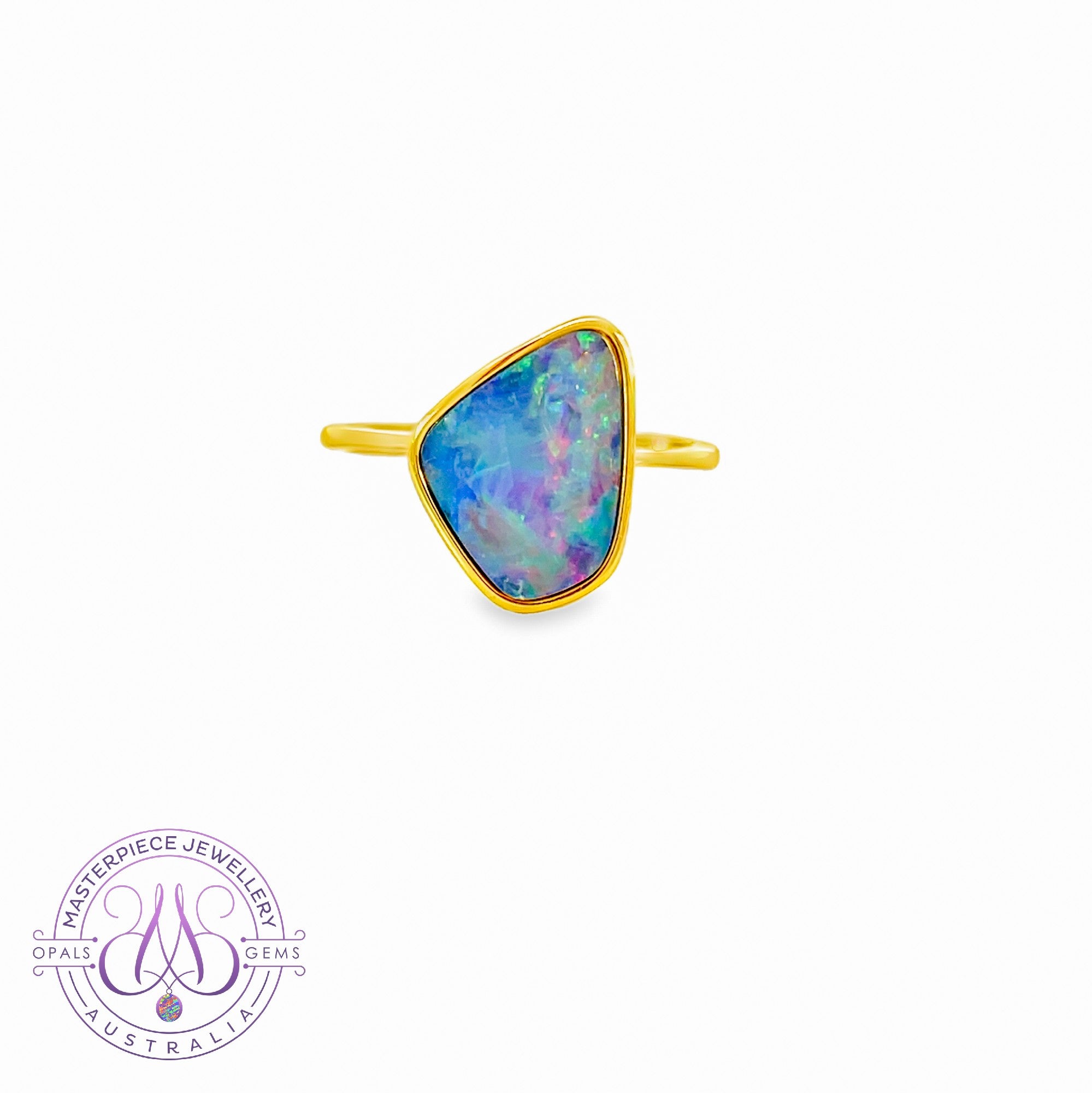 Gold Plated Silver Opal 16x12mm doublet ring