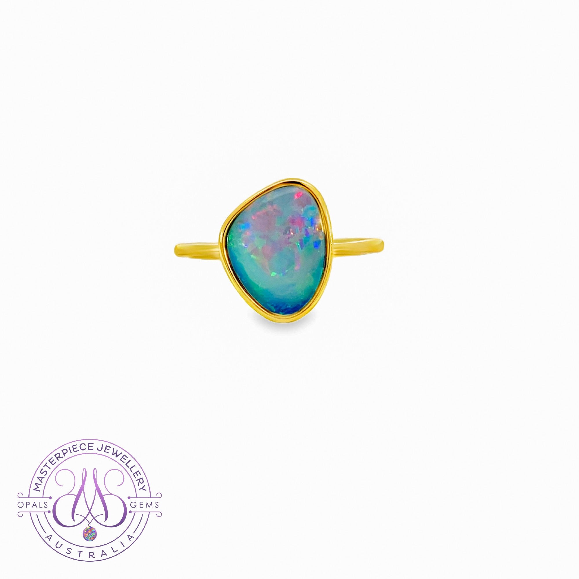 Gold plated silver Opal 14x10mm doublet ring