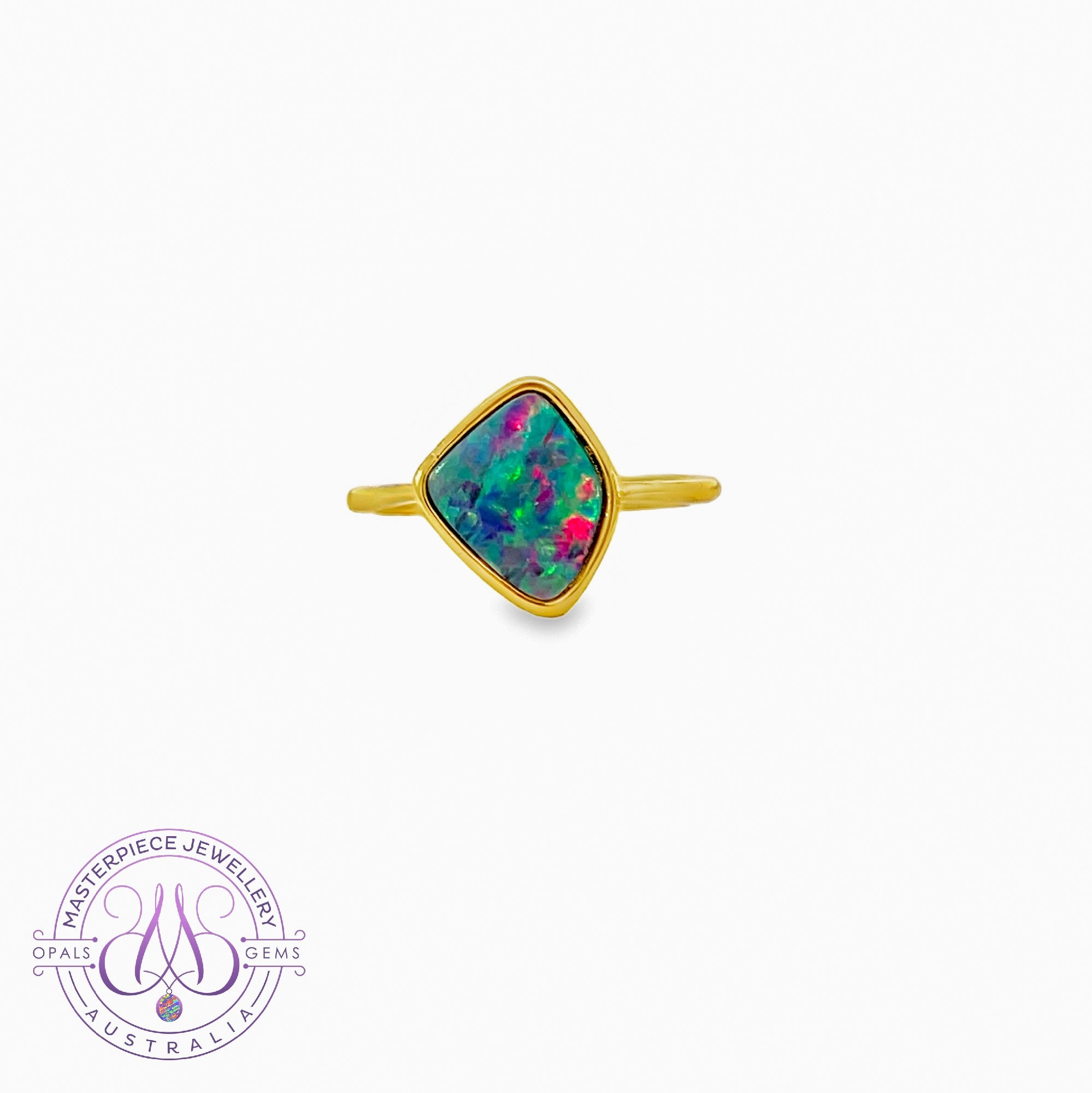 Gold Plated Silver Opal 12x11mm doublet ring