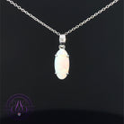 Sterling Silver long Oval White Opal 1.57ct pendant