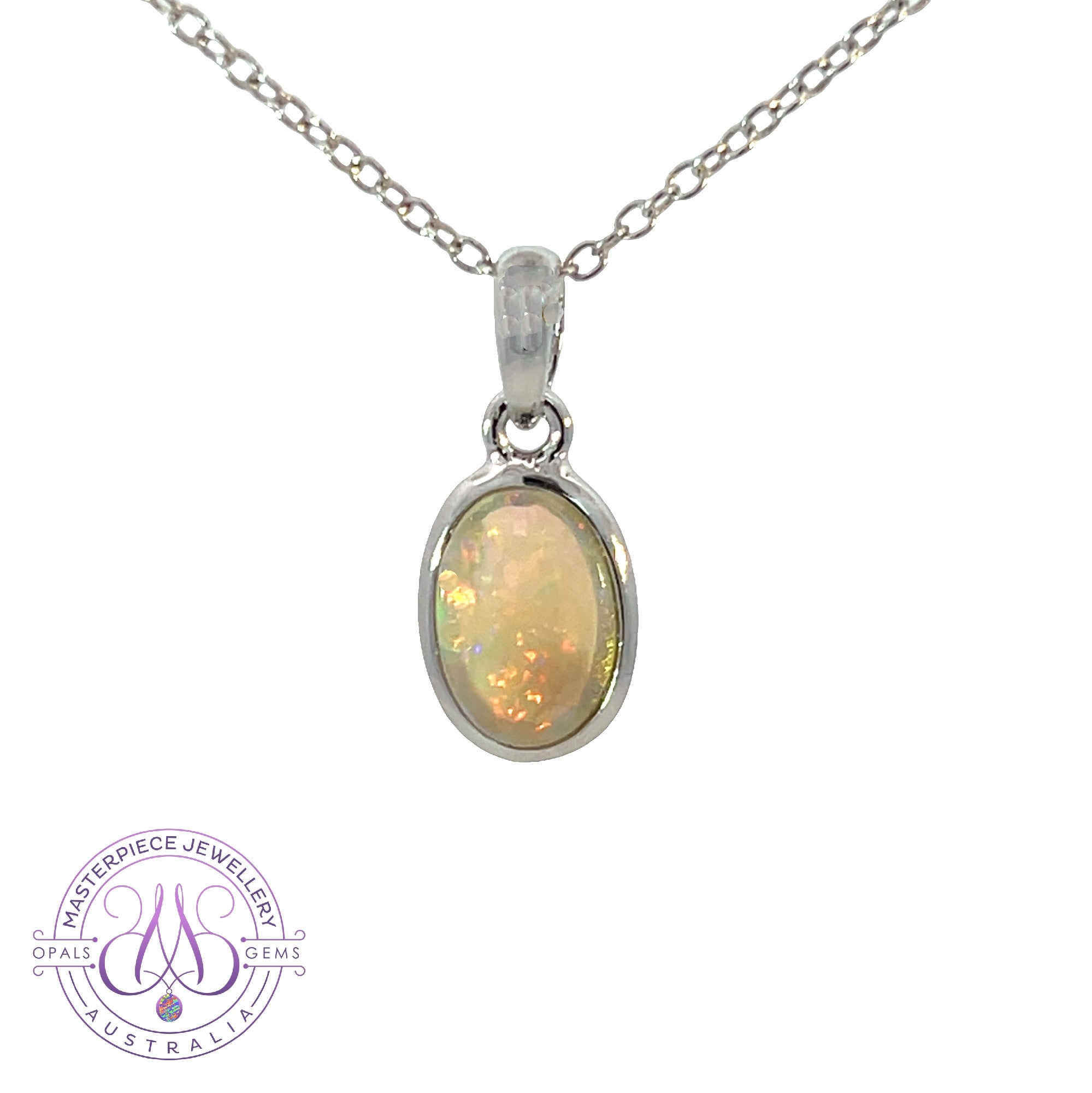 Sterling Silver Oval Black Opal 0.5ct pendant