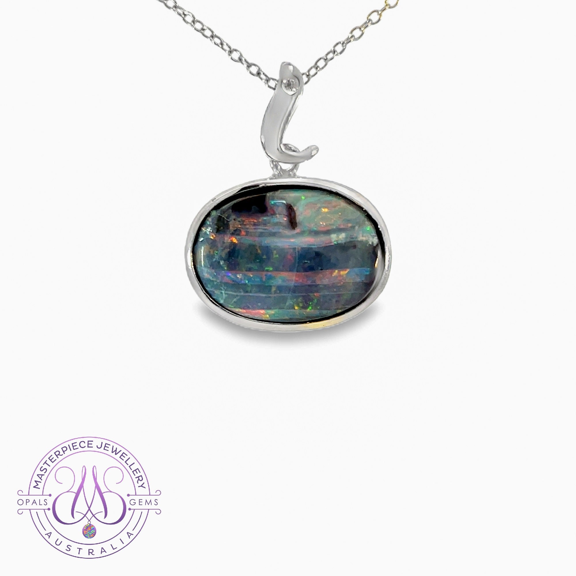 Sterling Silver Boulder Opal 11.6ct Oval pendant