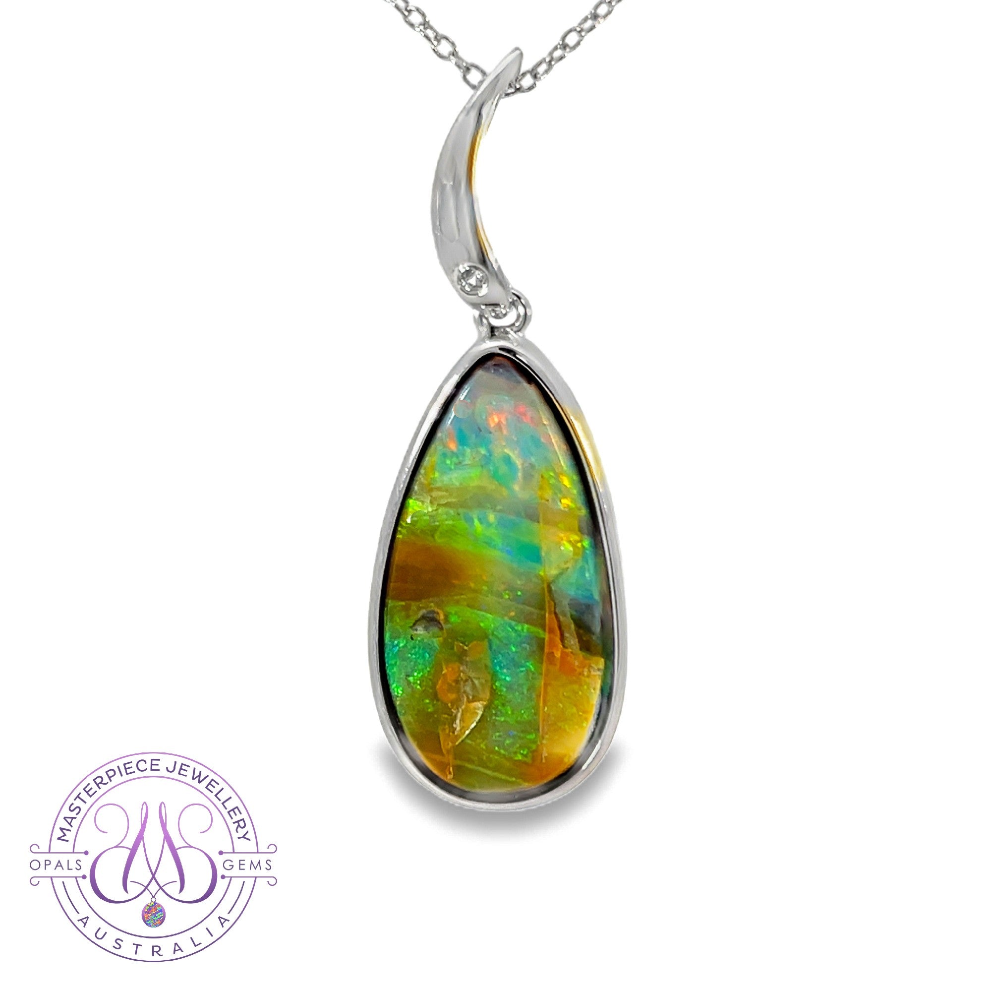 Silver Boulder Opal 9.4ct pearshape pendant