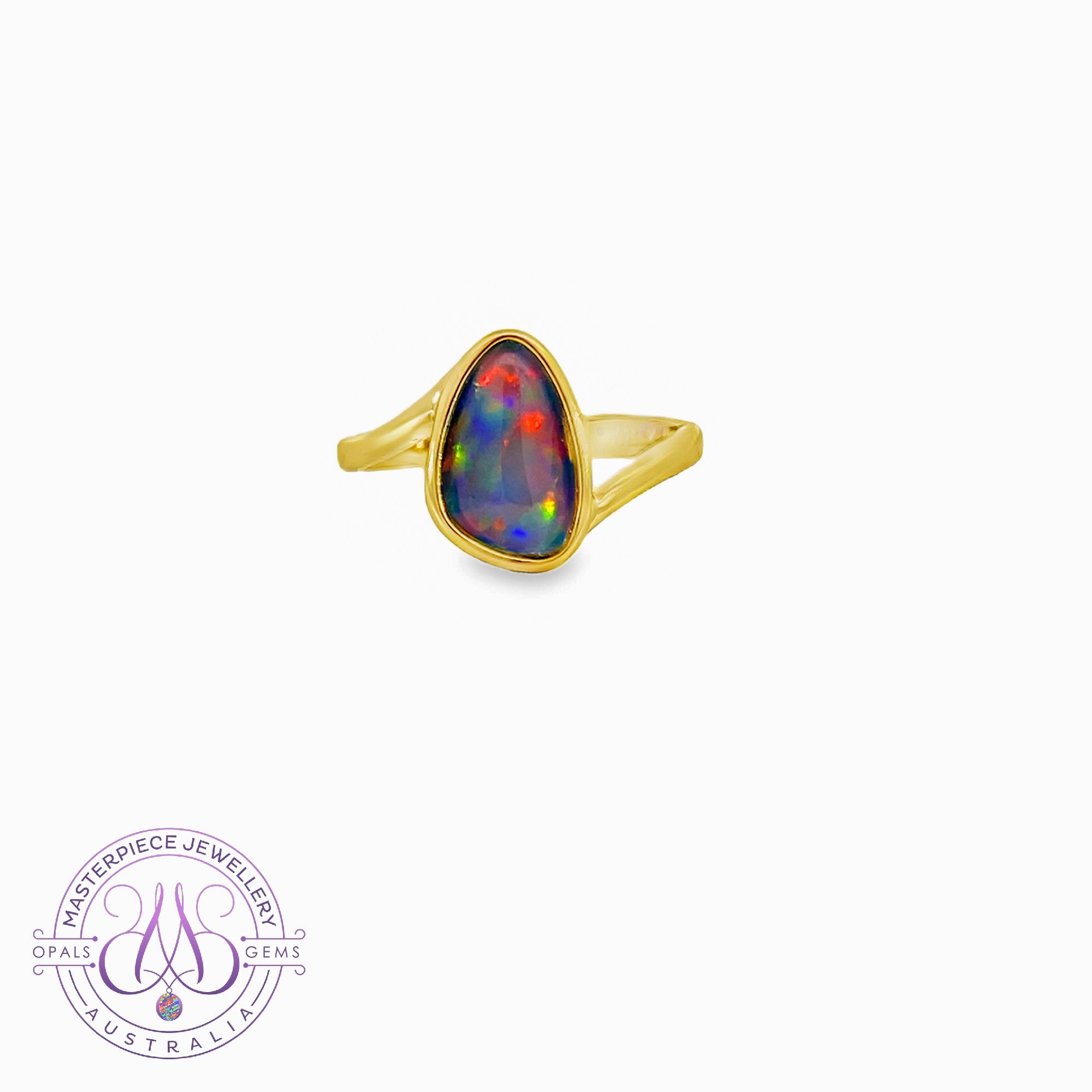 Gold Plated Silver Opal 13x7mm triplet ring