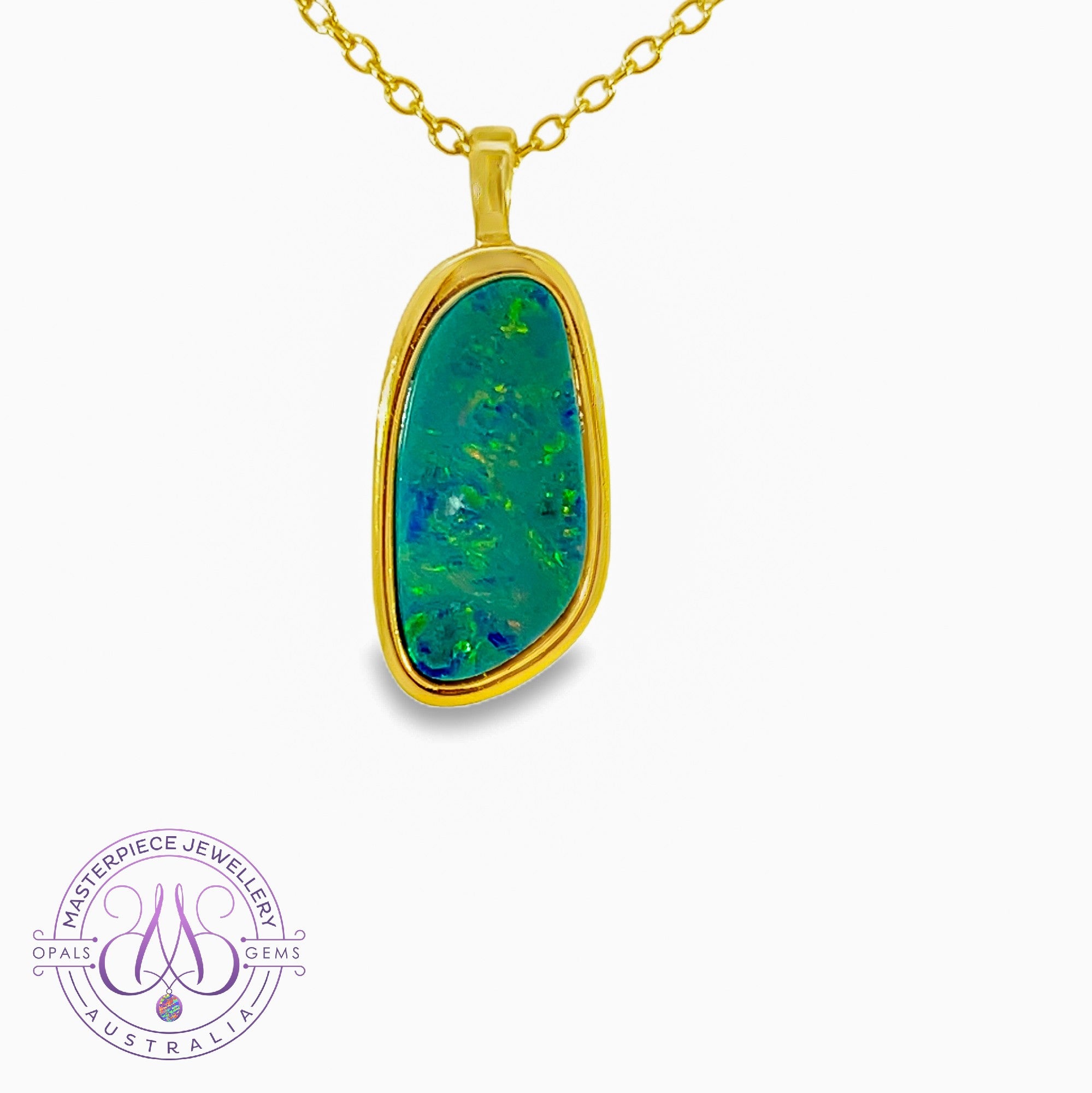 Gold Plated Sterling Silver 16x9mm Opal doublet pendant