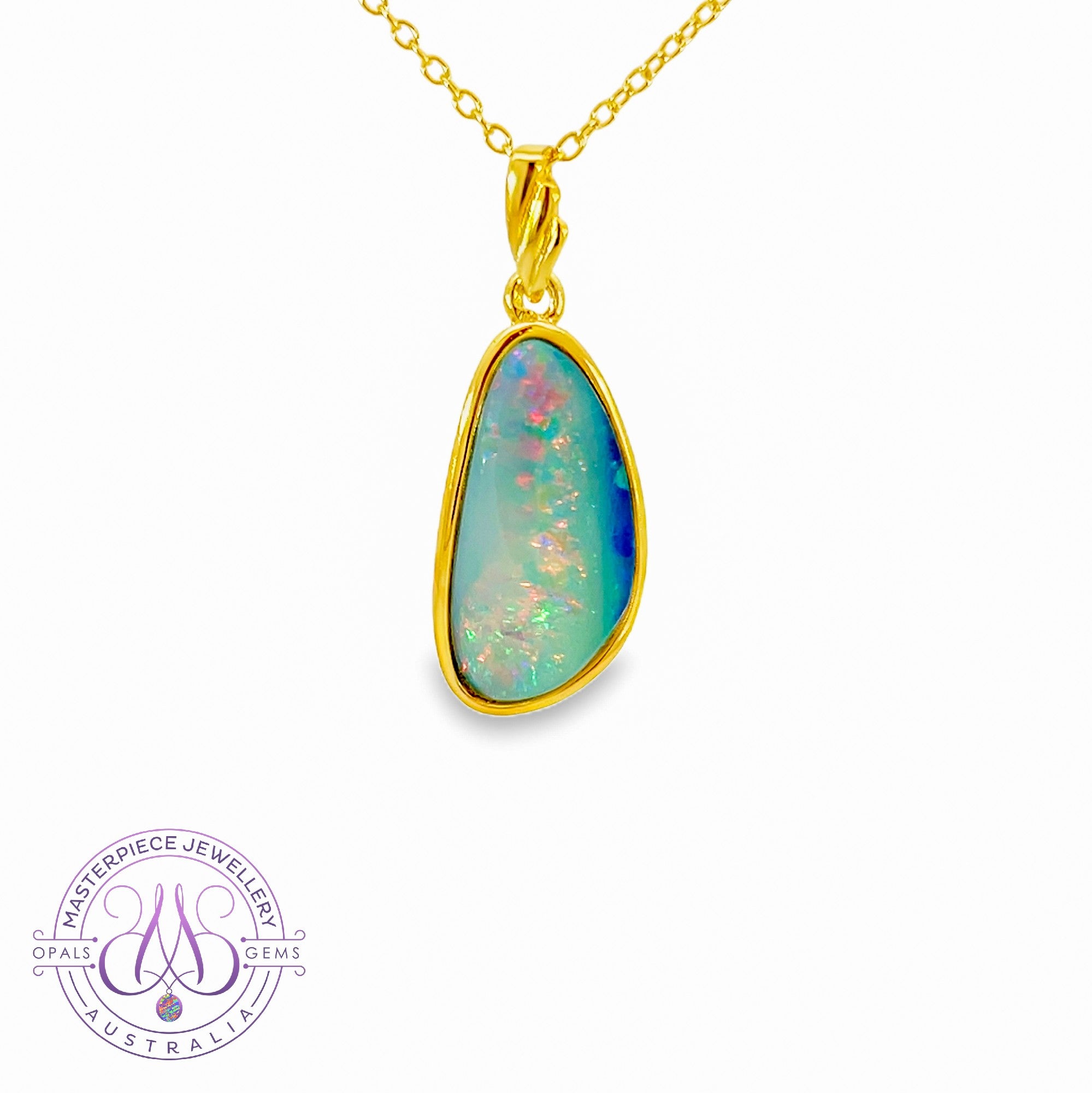 Gold Plated Silver 20x10mm Opal doublet pendant