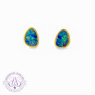 Gold plated silver 11x8mm Opal doublet studs