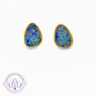 Gold Plated Silver 13x9mm Opal doublet studs