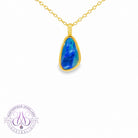 Gold plated silver Blue Green opal doublet 12x7mm pendant