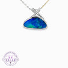 14kt White Gold Blue Green Opal doublet 4.45ct Pendant