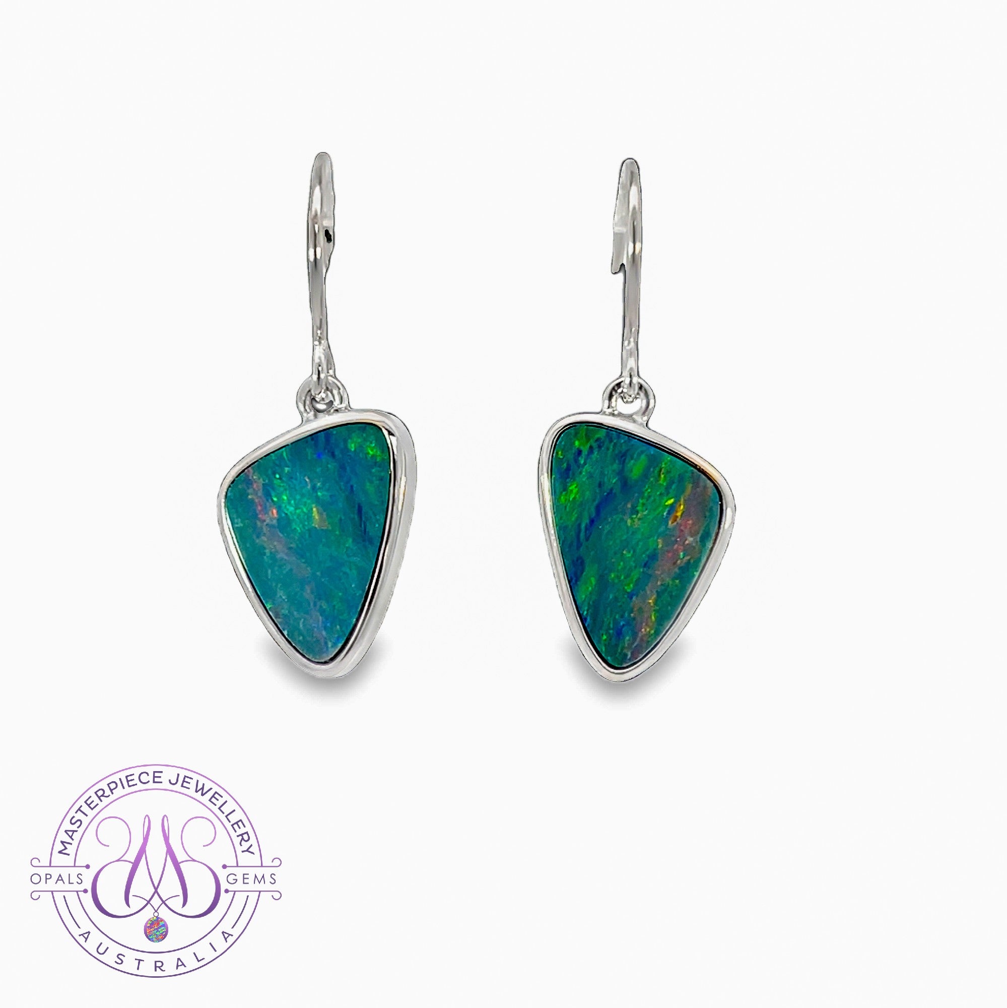 Sterling Silver dangling Opal triangle 4.5ct earrings