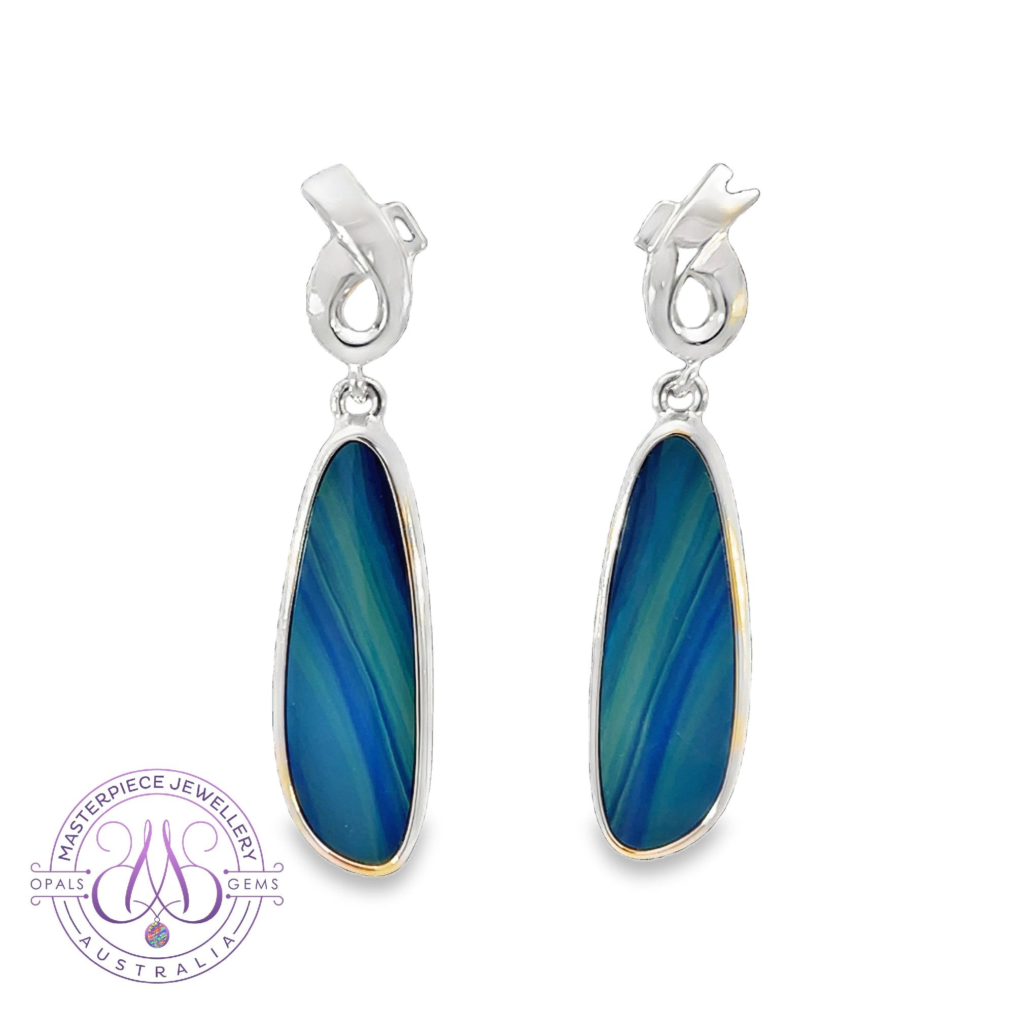 Sterling Silver long dangle Opal doublet 6.85ct earrings