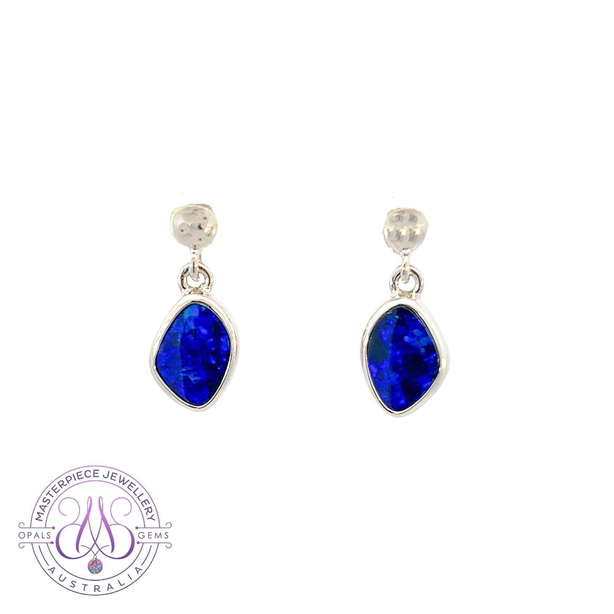 Sterling Silver Blue Opal doublet 1.85ct dangling earrings