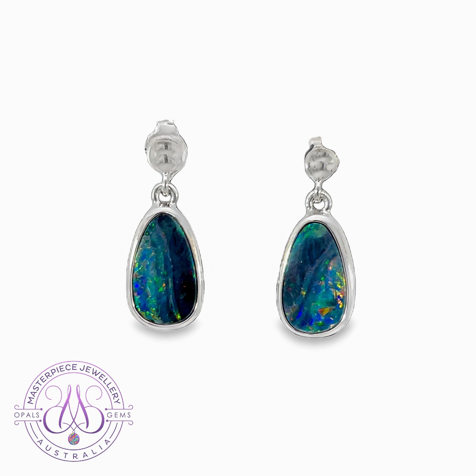 Sterling Silver dangling Freeform Opal doublet 3.61ct earringd dangling