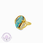 18kt Yellow Gold Boulder Opal 5.7ct and diamond ring