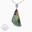 18kt White Gold Boulder Opal 15.16ct and diamond 0.02ct pendant