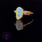 14kt Yellow Gold 3 stone ring with Crystal Opal 1.46ct and diamonds 