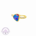 14kt Yellow Gold Opal doublet 1.45ct and diamond ring