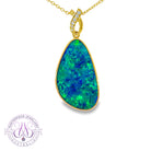 14kt Yellow Gold Opal doublet 8.5ct and diamond pendant