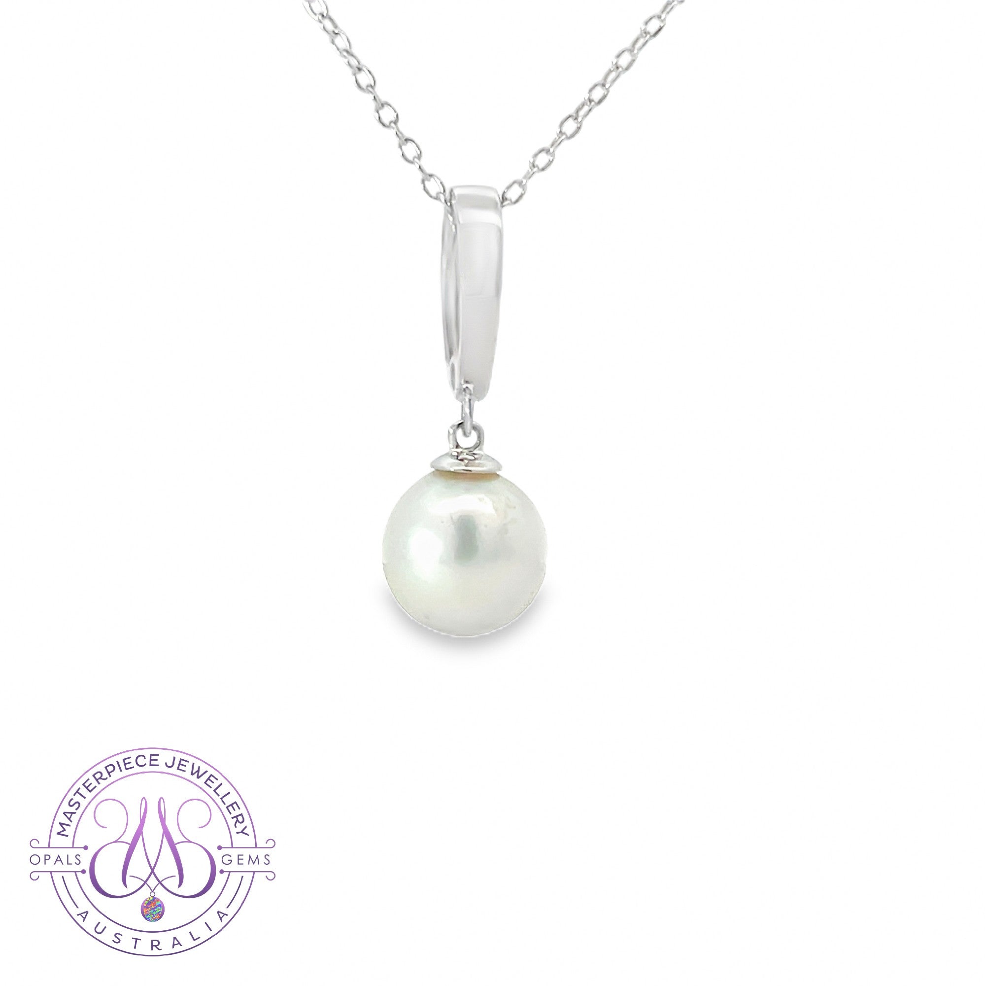 14kt White Gold South Sea 8.5-9mm Pearl solitaire pendant