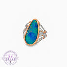 Sterling Sivler Two Tone Rose reef design Opal doublet 5.63ct ring