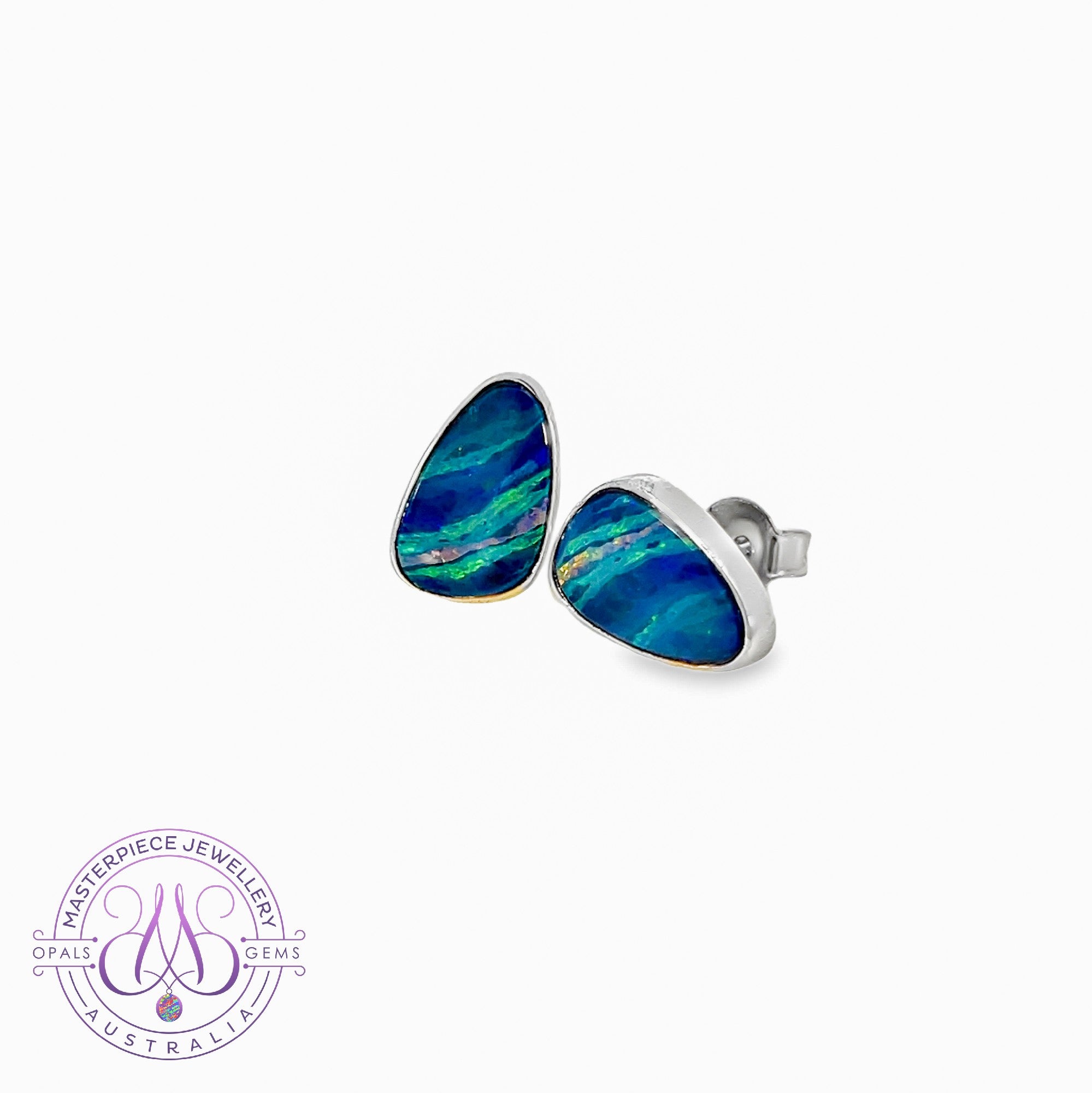 Sterling Silver Opal doublet 4.54ct bezel set studs