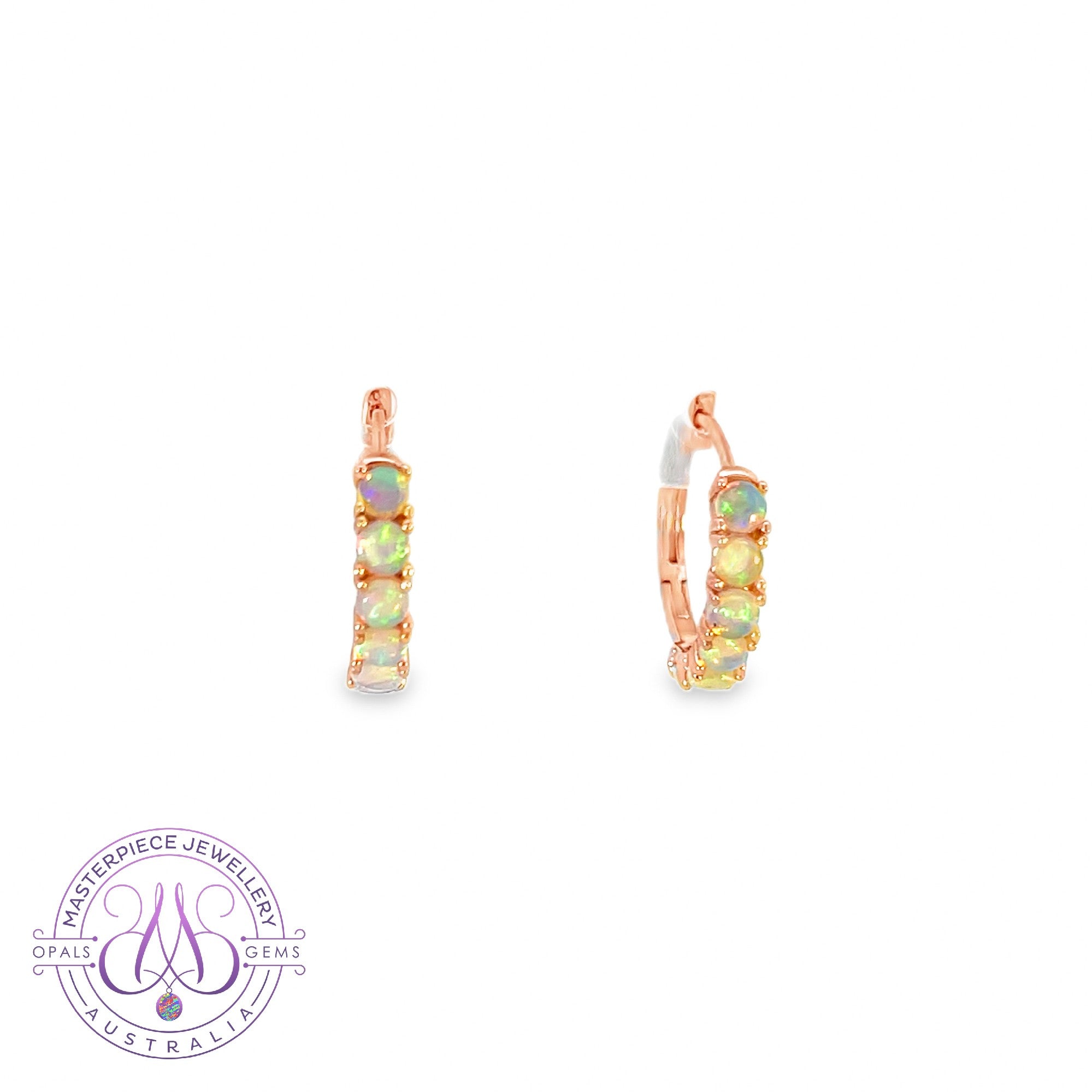 Rose Gold plated Crystal Opal 2.5mm huggie earrings
