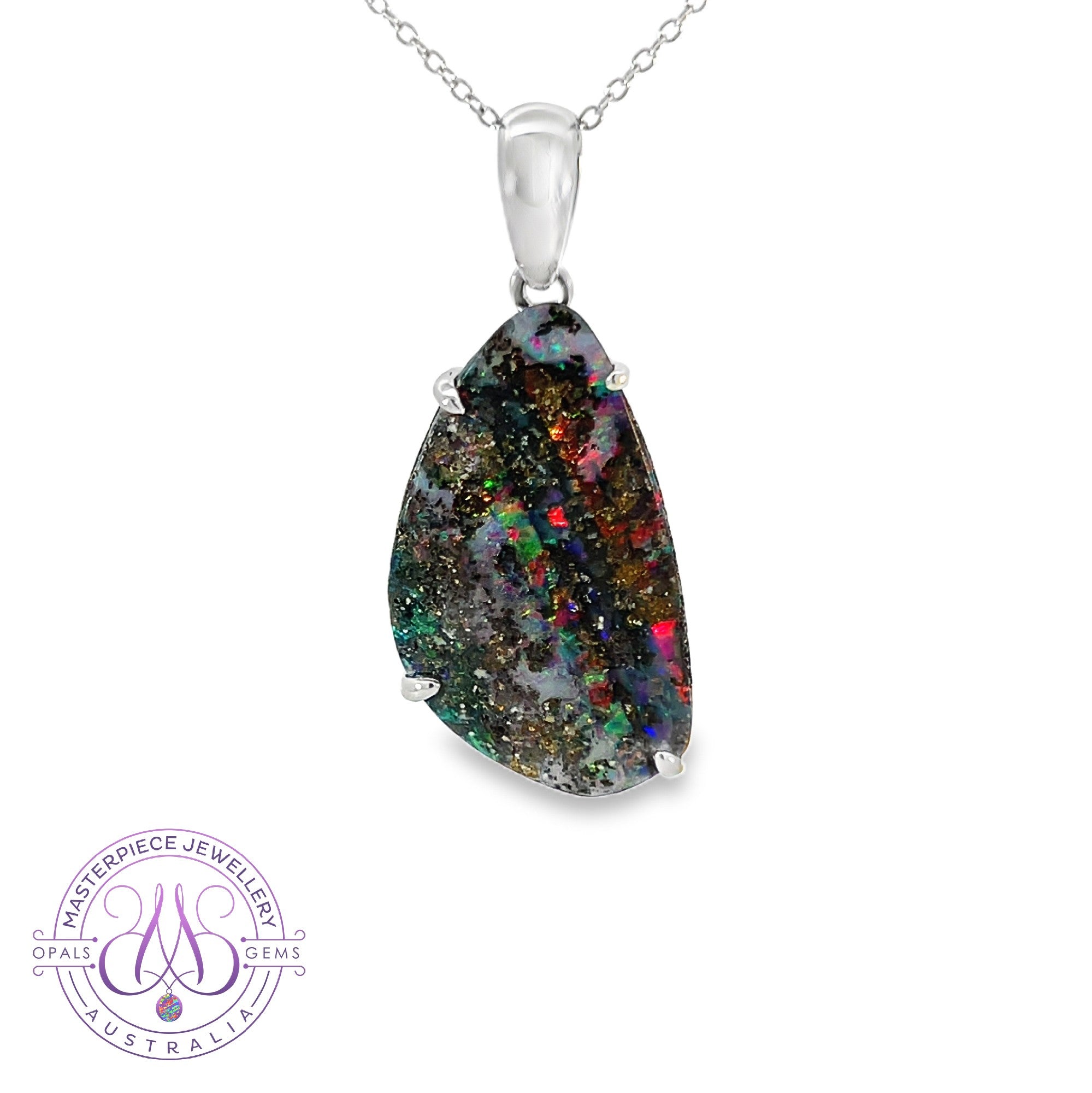 Sterling Silver claw set Boulder Opal 13.03ct pendant
