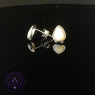 Sterling Silver 7x5mm Pear shape studs White Opal
