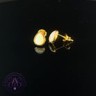 Gold Plated Silver pearshape 7x5mm White Opal studs