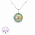18kt White Gold Tahitian South Sea 14.5mm Rope finish pendant