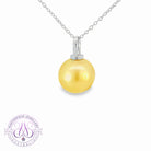 18kt White Gold Golden Pearl 12.5mm solitaire pearl pendant