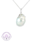 18kt White Gold Reef design cap pendant with one Baroque South Sea 12-13mm