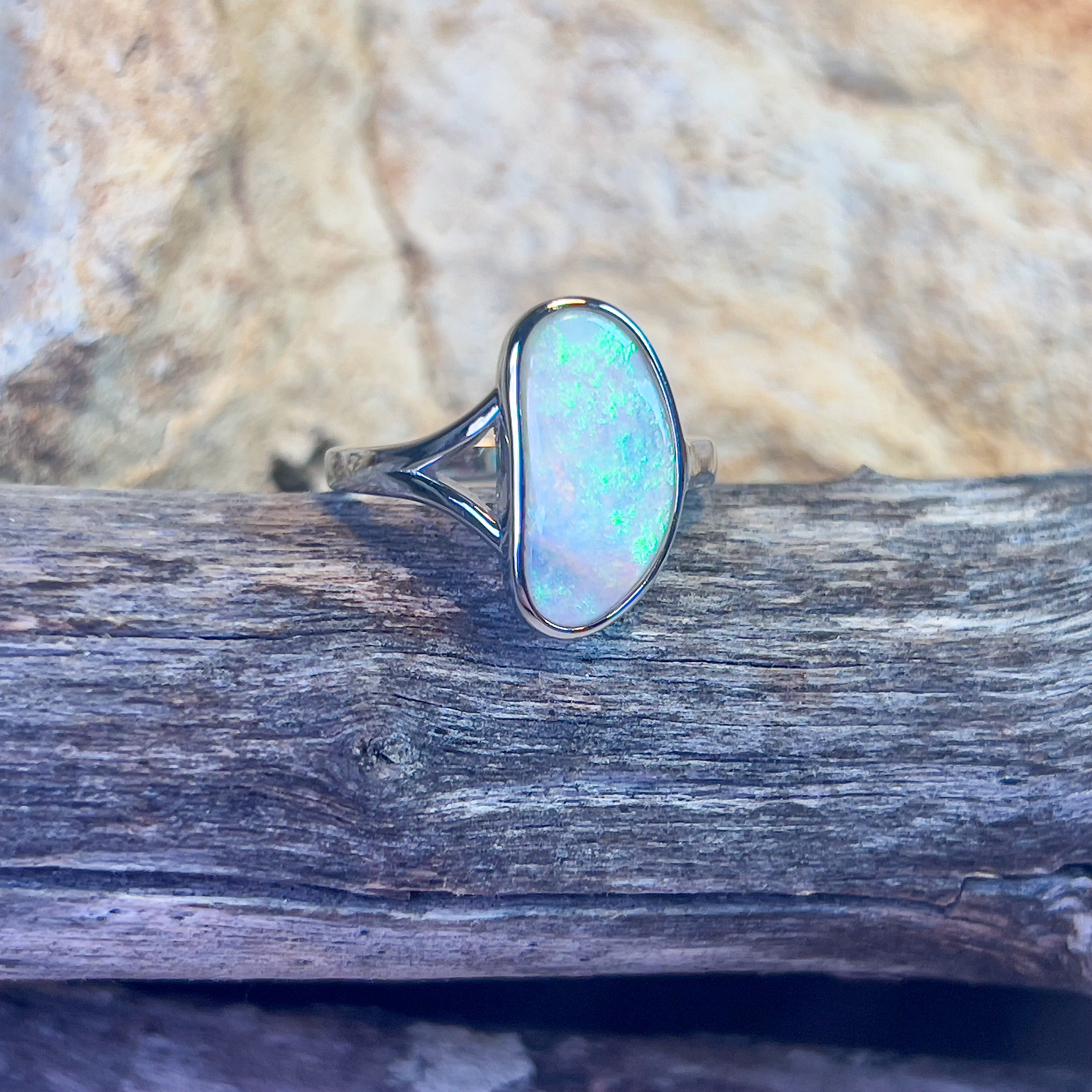 Sterling Silver freeform Crystal Opal ring 1.6ct - Masterpiece Jewellery Opal & Gems Sydney Australia | Online Shop