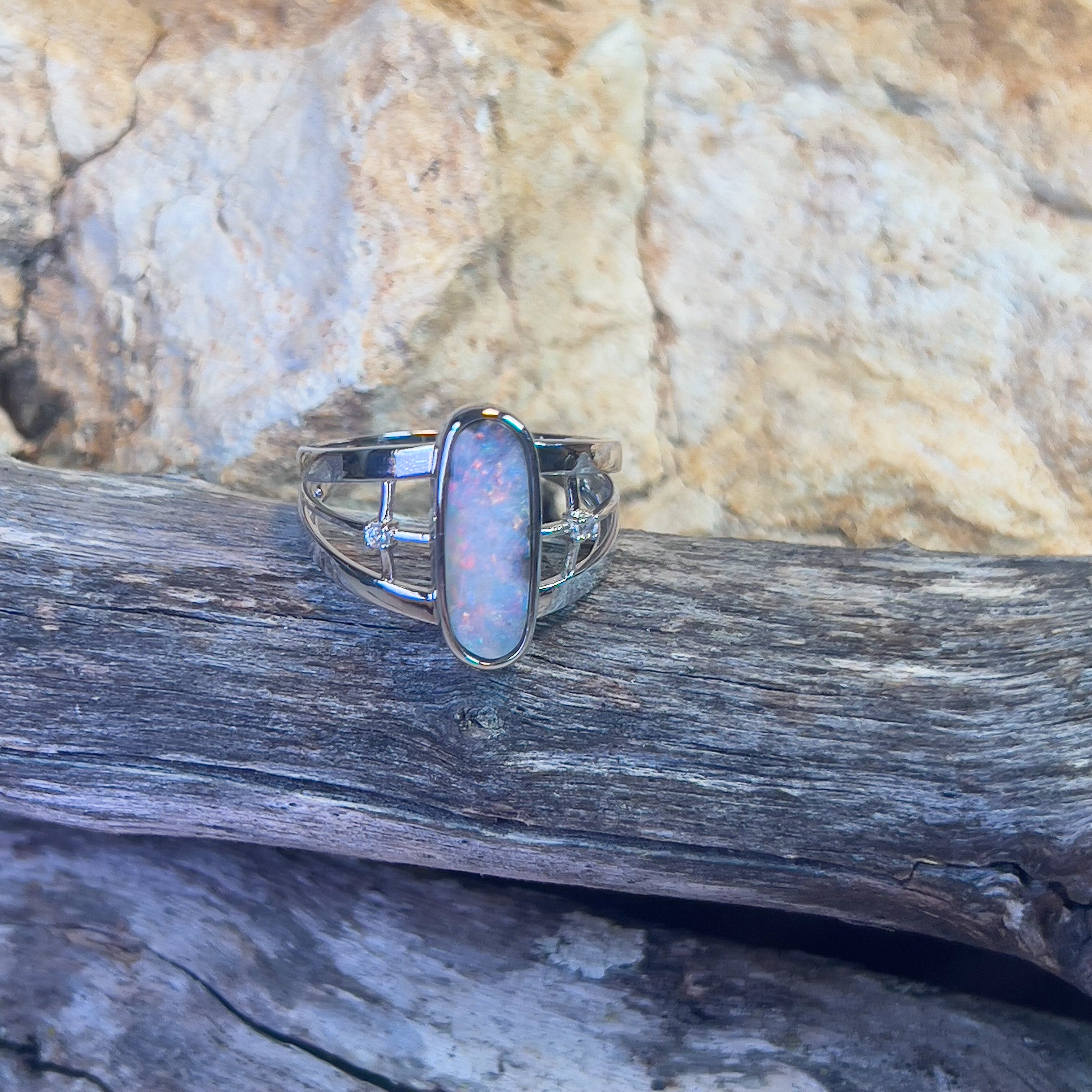 Sterling Silver broad Boulder Opal 2.47ct ring - Masterpiece Jewellery Opal & Gems Sydney Australia | Online Shop