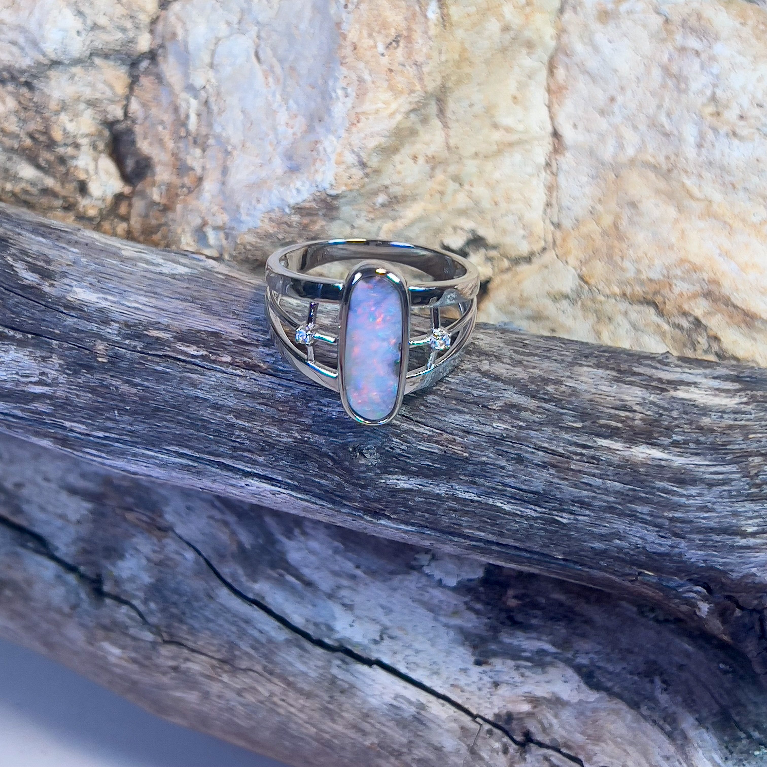 Sterling Silver broad Boulder Opal 2.47ct ring - Masterpiece Jewellery Opal & Gems Sydney Australia | Online Shop