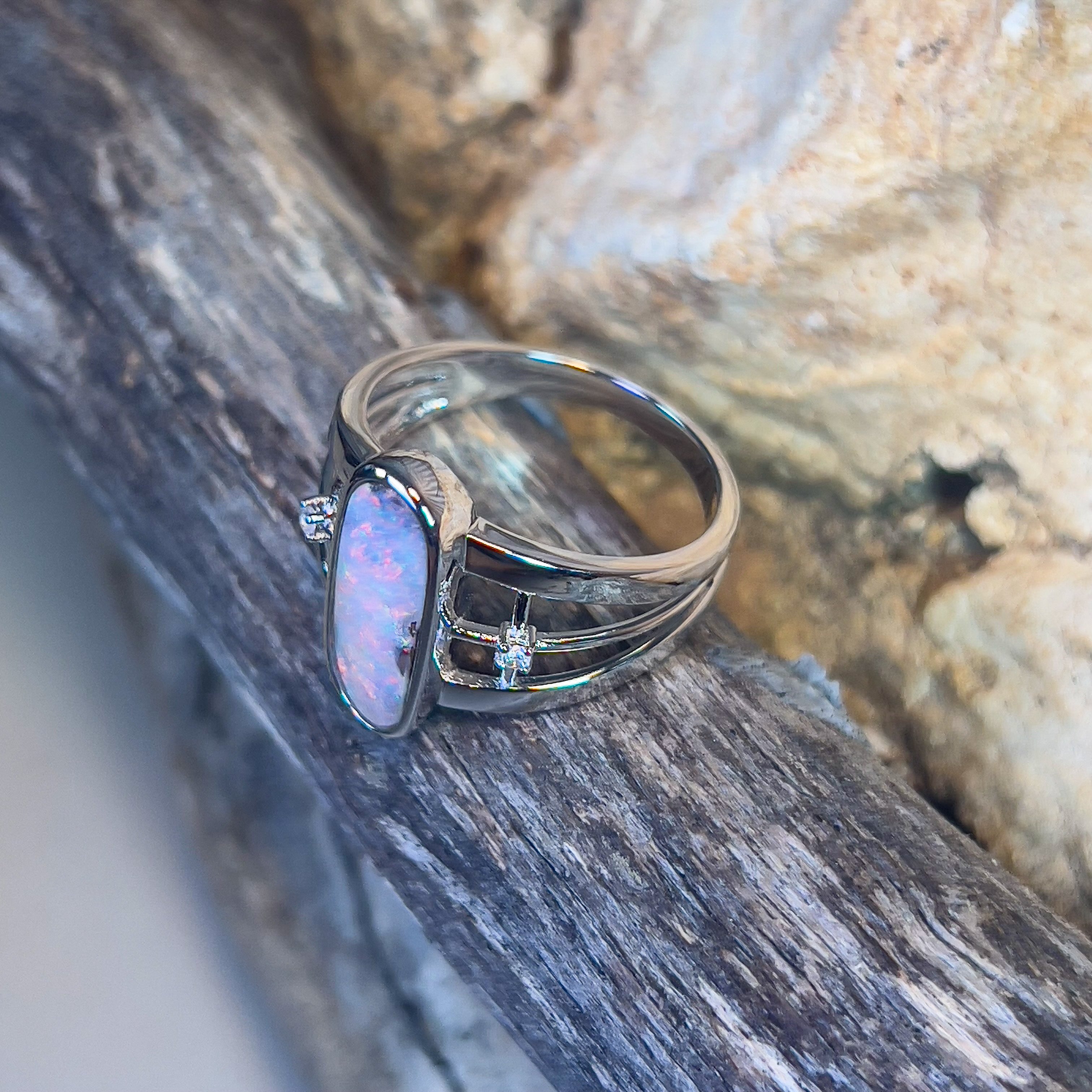 Sterling Silver broad Boulder Opal 2.47ct ring - Masterpiece Jewellery Opal & Gems Sydney Australia | Online Shop